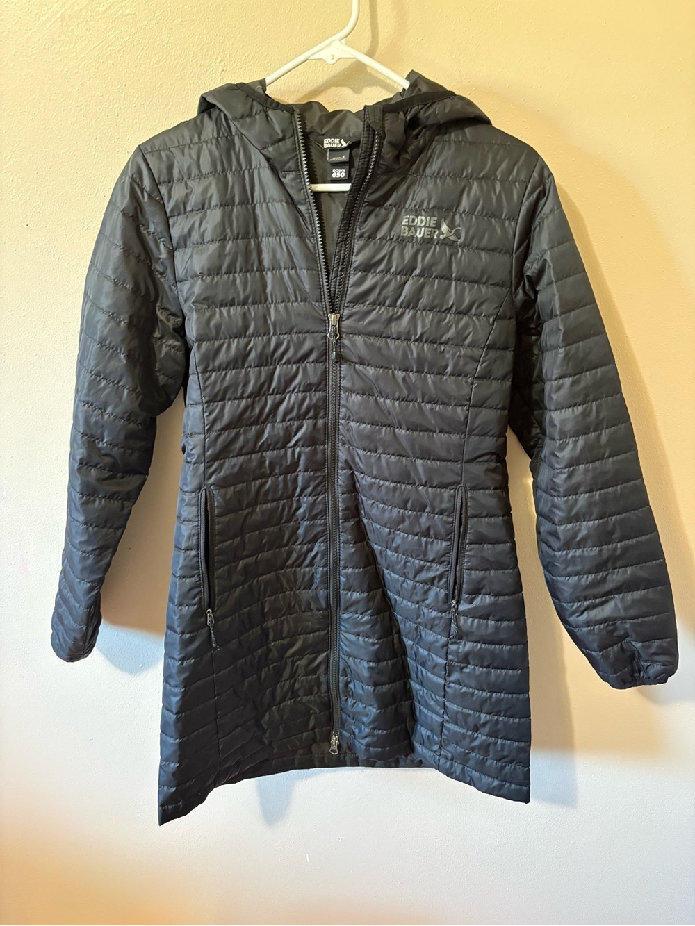 Eddie Bauer Womens Microlight Hooded Down Parka in black size Small
